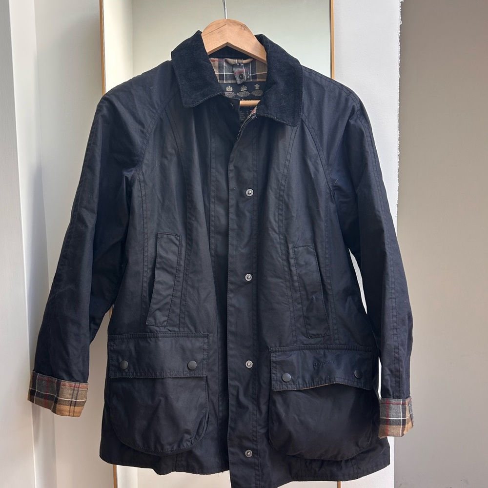 Barbour Classic Beadnell Wax Jacket Womens Size 6 - Navy